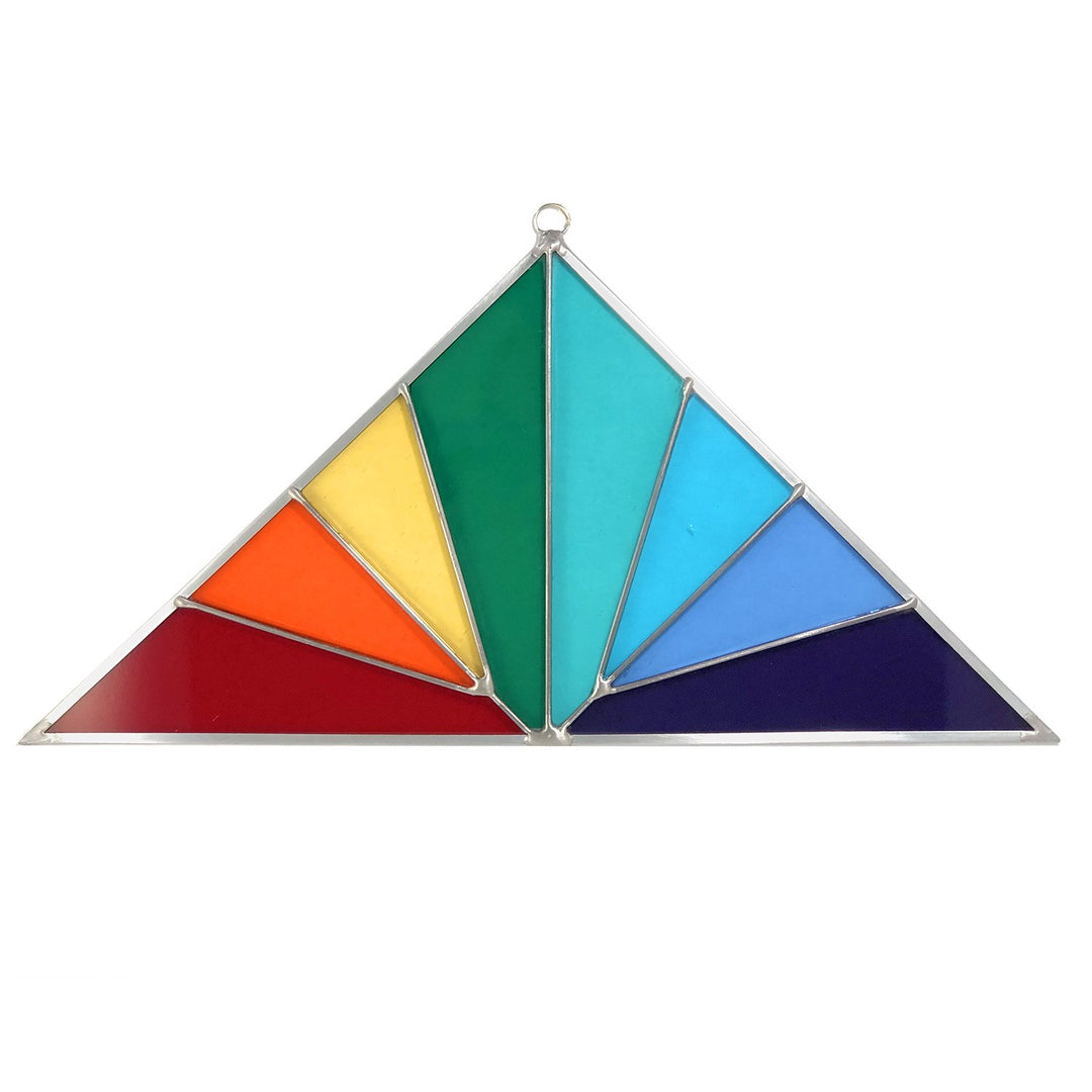 Large Triangle Stained Glass Panel - Rainbow