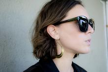 Large Crescent Moon Brass Earrings
