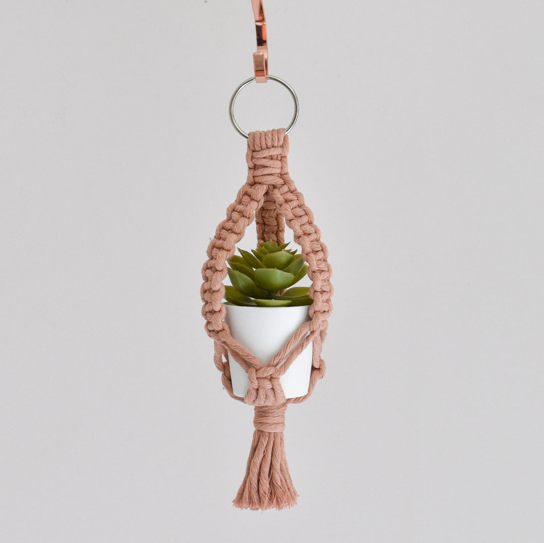 Mini Macrame Plant Hanger & Faux Plant