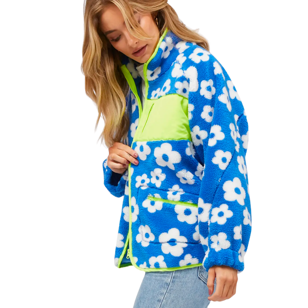 Floral Printed Jacket with Zipper Front