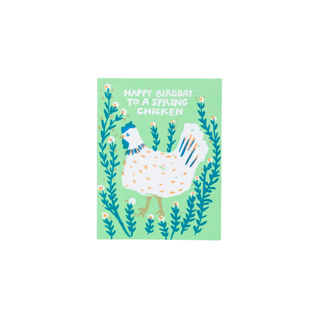 Spring Chicken Birthday Card