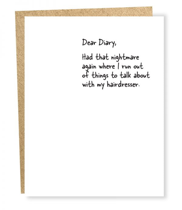 Hairdresser Dear Diary Card