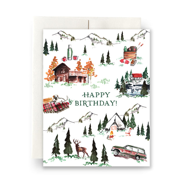 Alpine Lodge Birthday Greeting Card