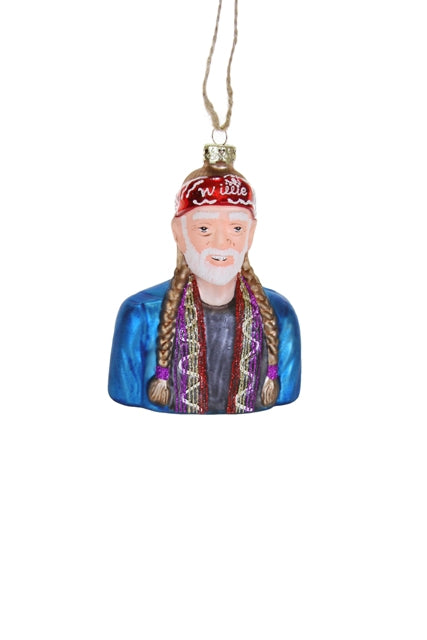 Willie Nelson Glass Ornament
