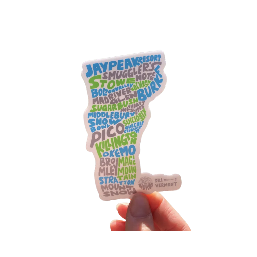 Hand-Lettered Ski Vermont Sticker