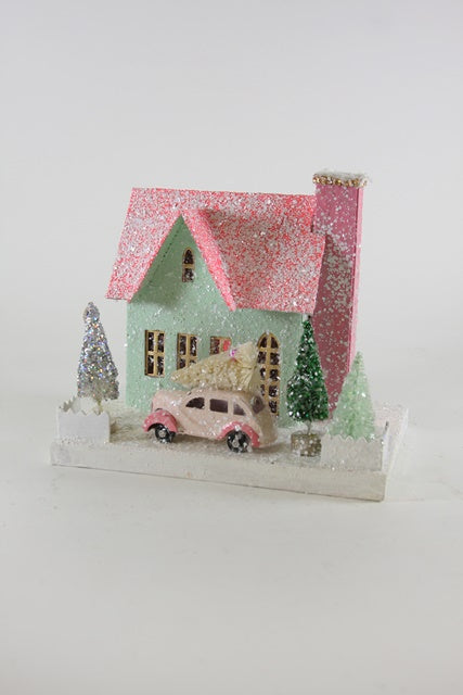 Green House with Car Holiday Decor House