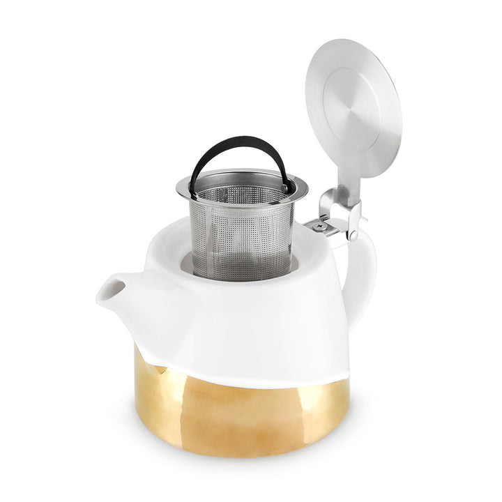 Gold Dipped Ceramic Teapot & Infuser