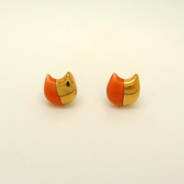 Gold Dipped Cat Earrings