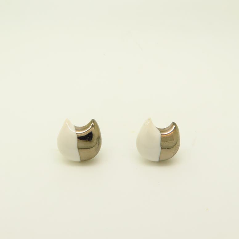 Silver Dipped Cat Earrings