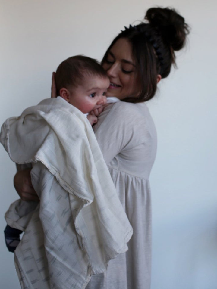 Baby Receiving Blanket - Blue Dashes