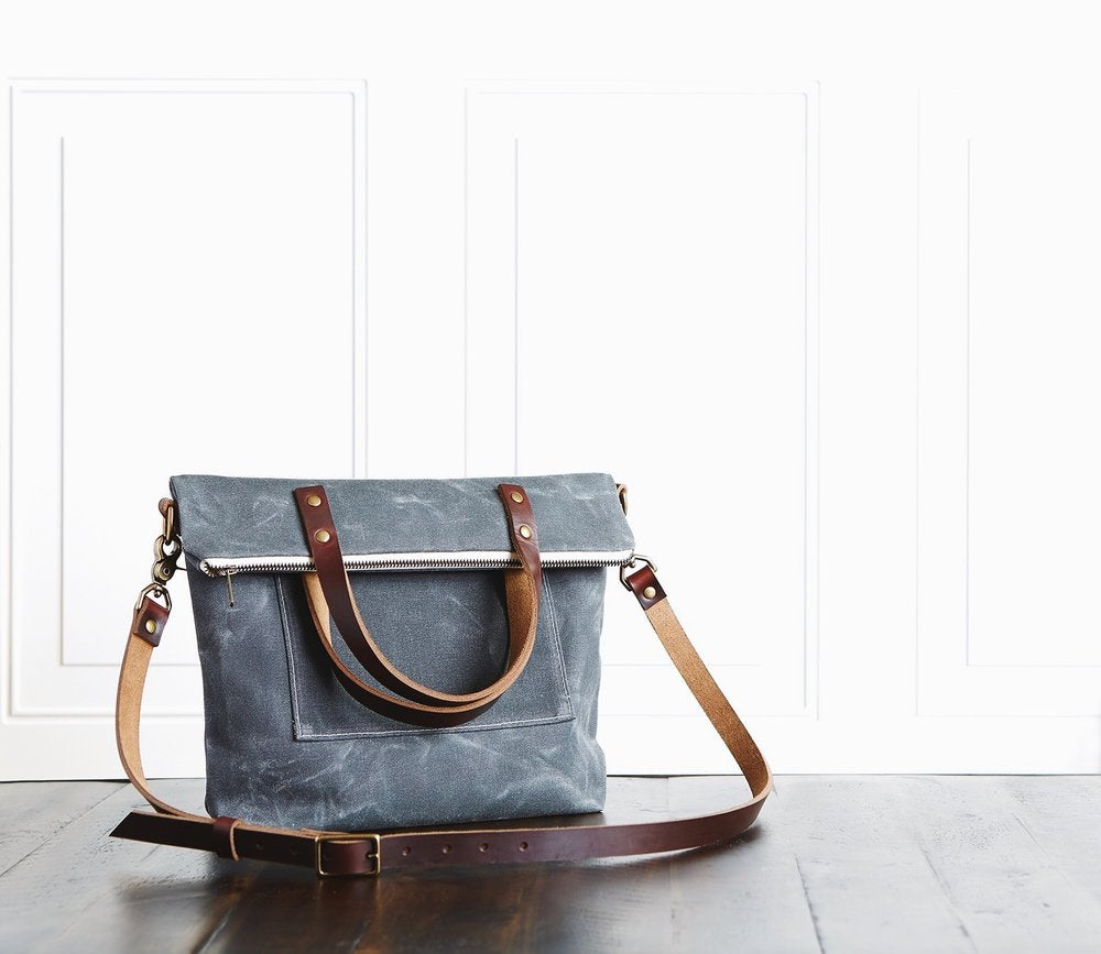 Waxed Canvas Book Bag