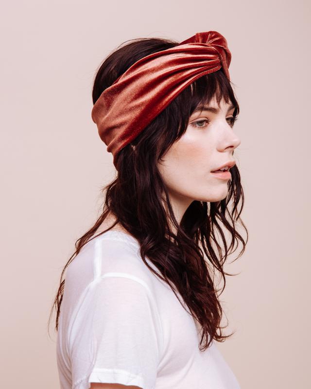 Velvet Brown Turban Headband