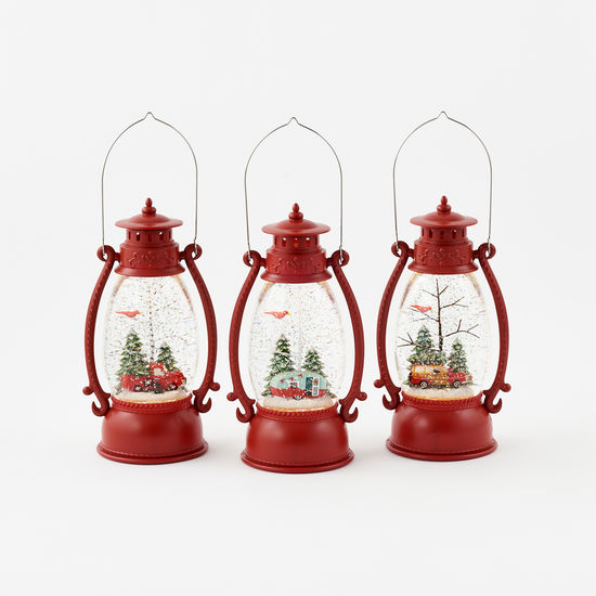 Lighted Glitter Swirl Lantern Snow Globe