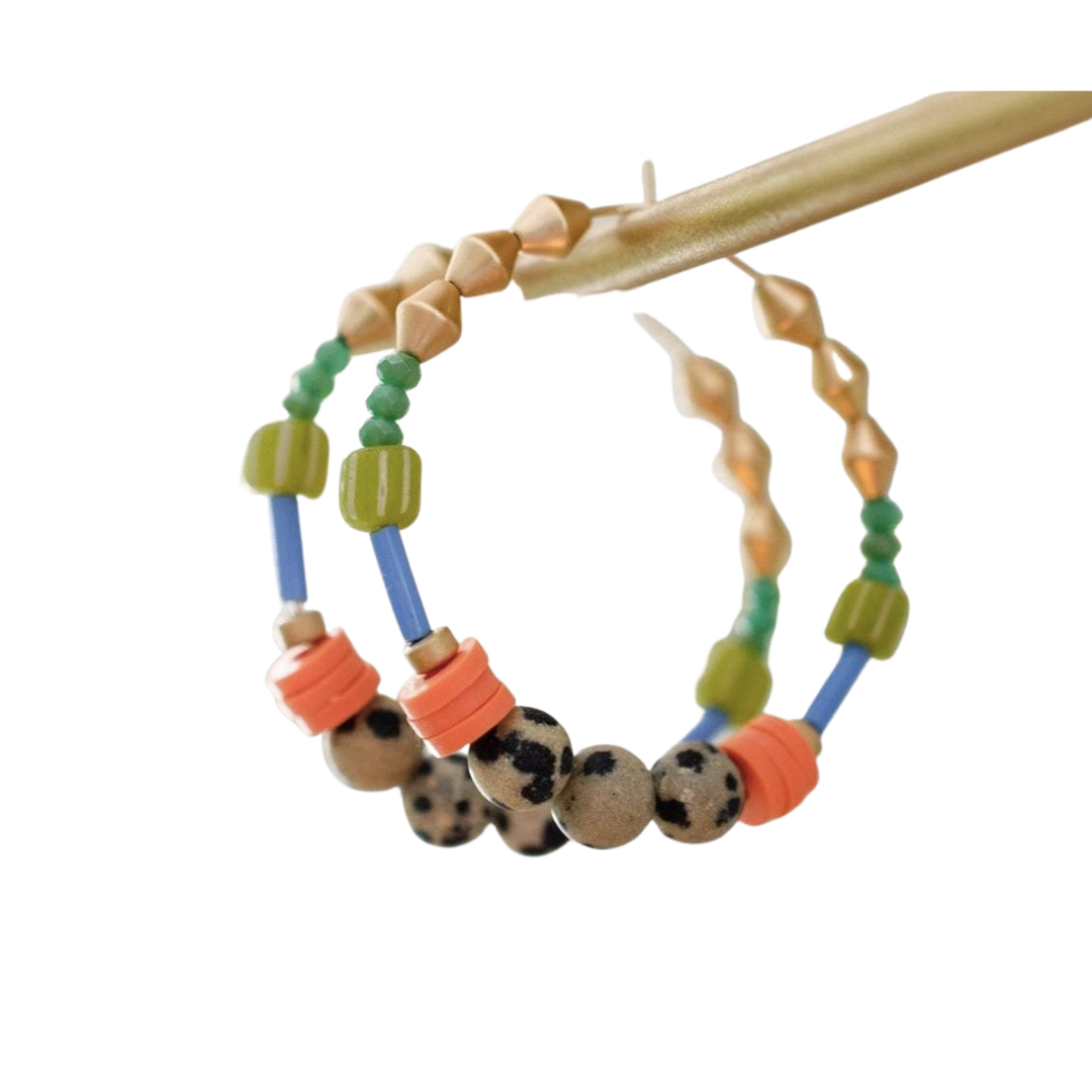 Dalmatian Beaded Hoops