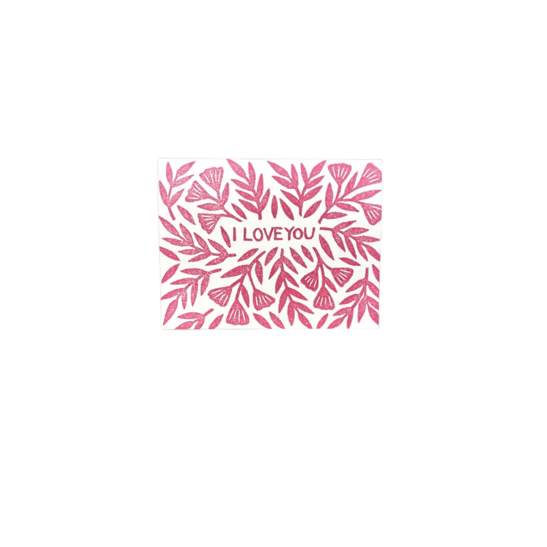 Block Printed "I Love You" Greeting Card GR55