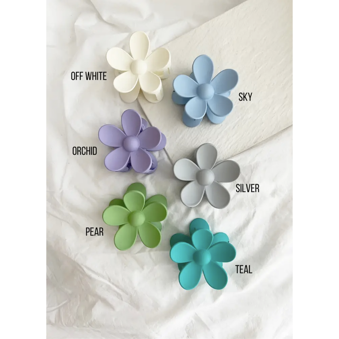 Flower 3" Hair Clips, Matte Hair Claw (AVA)
