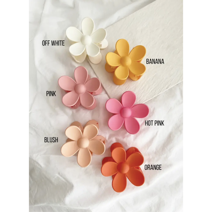 Flower 3" Hair Clips, Matte Hair Claw (AVA)