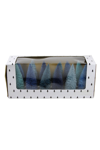 Blue Sisal Bottle Brush Trees Set