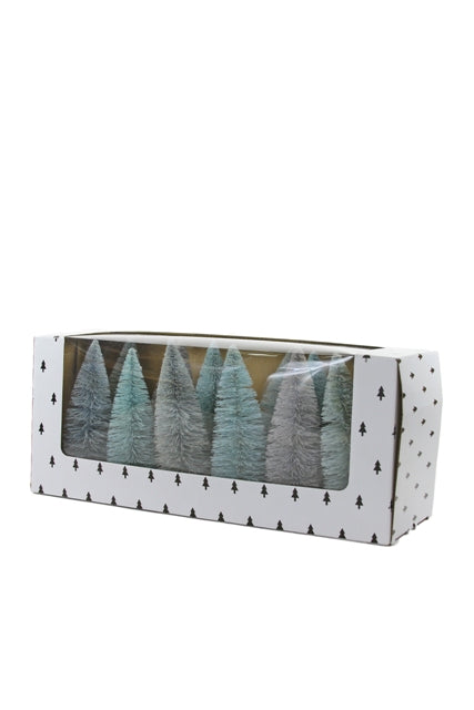 Winter Blue Sisal Bottle Brush Trees Set