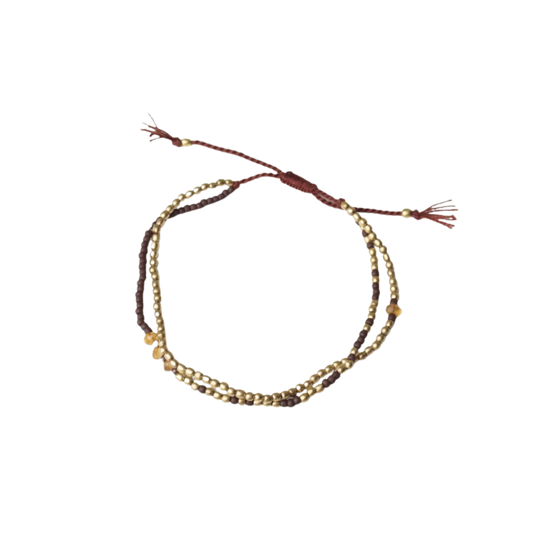 Handmade Minimal Brown and Gold Bracelet