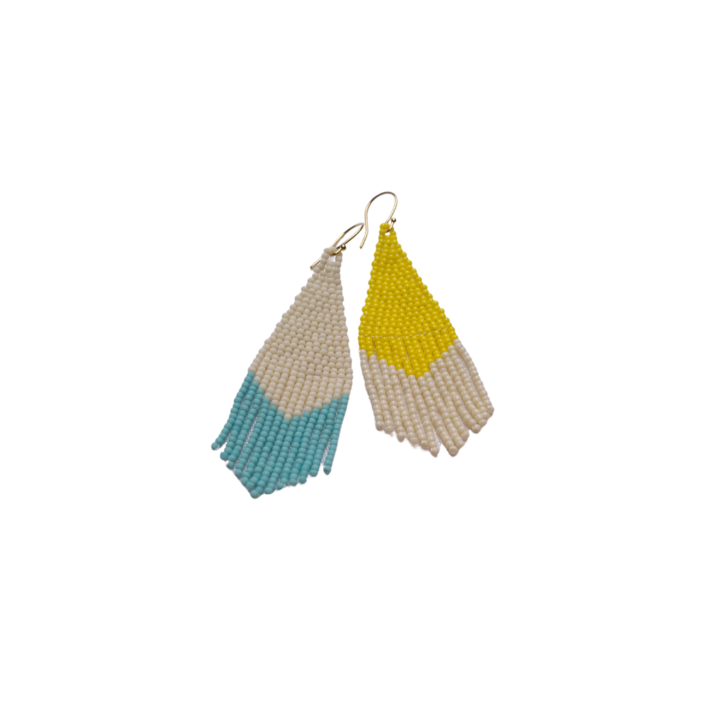 Blue & Yellow Fringe Earrings