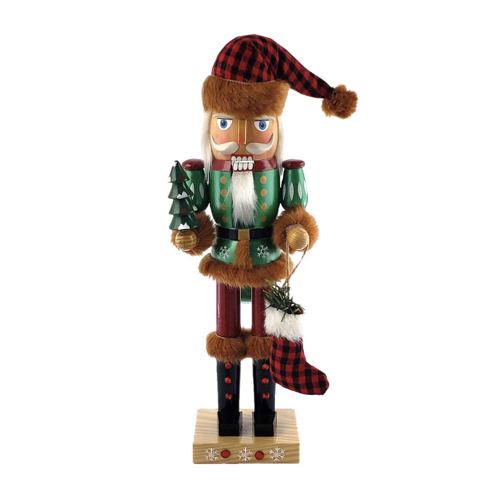 Flannel Woodsman Santa Nutcracker 14 Inch