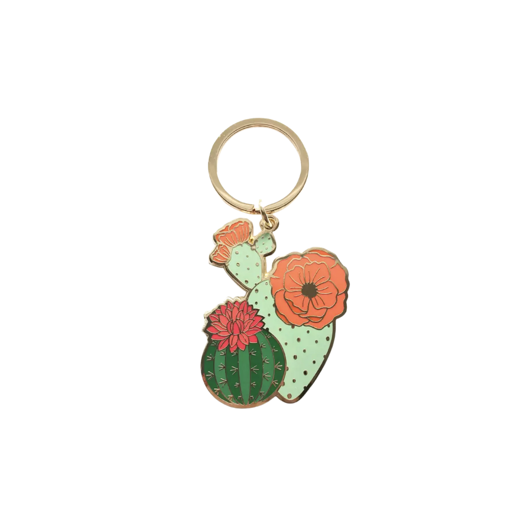 Blooming Cacti Enamel Keychain