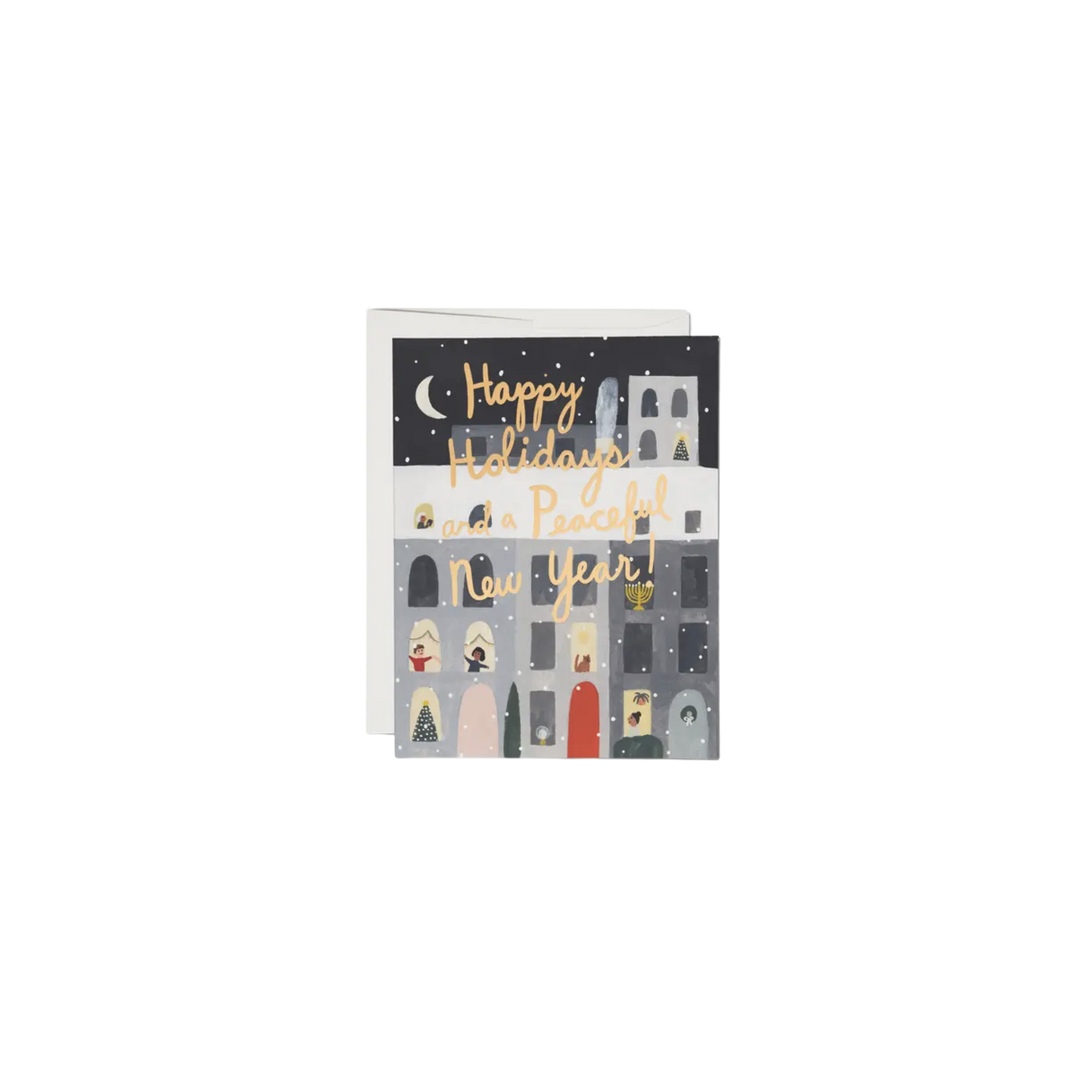 City Snow Holiday Greeting Card