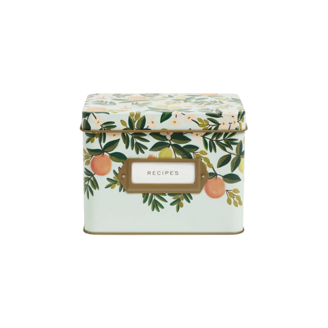 Citrus Floral Tin Recipe Box