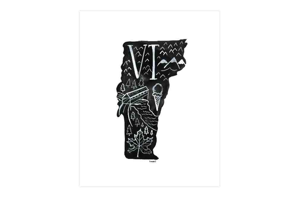 Vermont Black and White Print