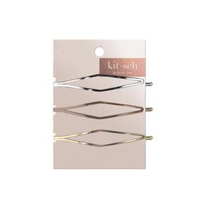 Long Diamond Metal Bobby Pins- Set of 3