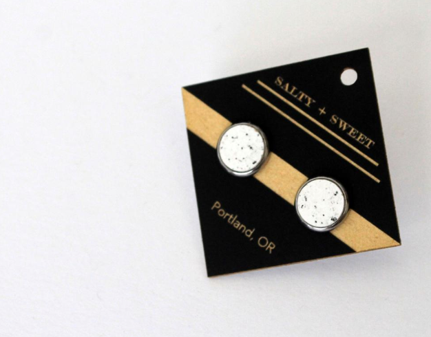 Memphis Stud Earrings: White Granite