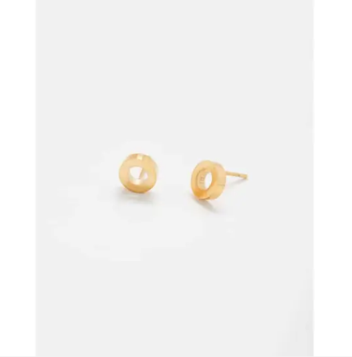 Gold Circle Outline Stud Earrings