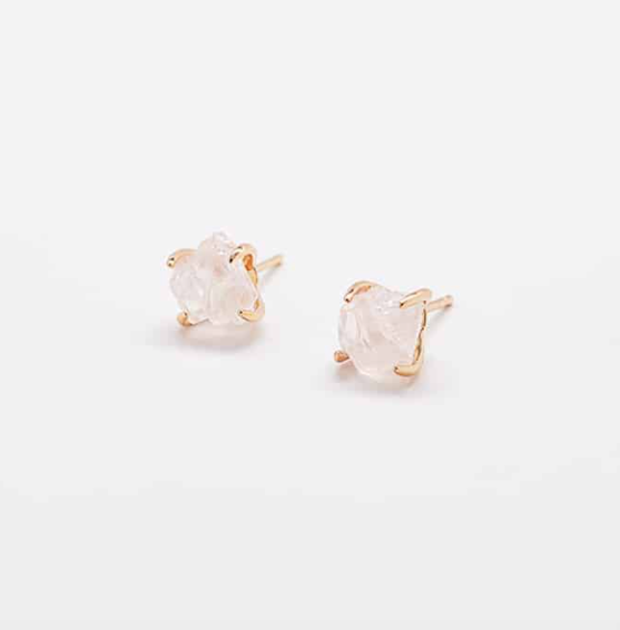 Rose Quartz Gold Claw Studs