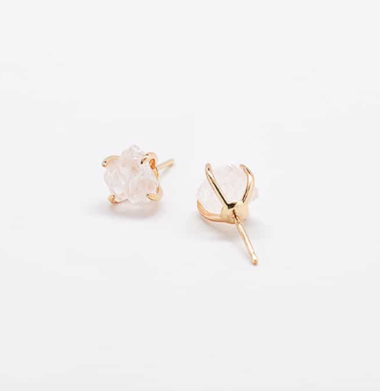 Rose Quartz Gold Claw Studs
