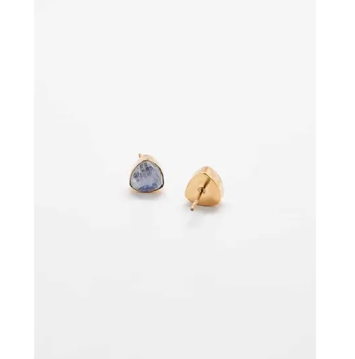 Rainbow Moonstone Gold Triangle Studs