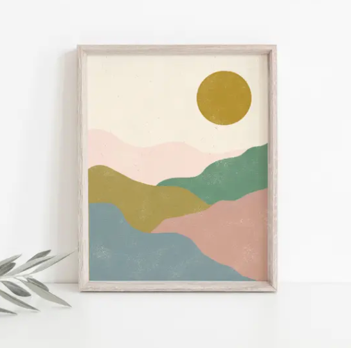 11x14 Hill Landscape Multicolor Art Print
