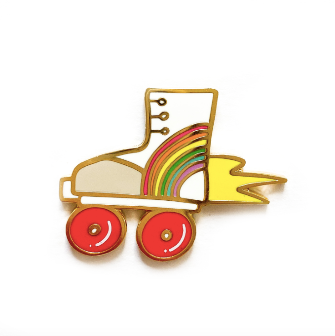 Retro Rollerskate Enamel Pin