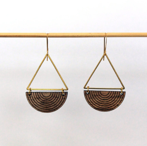 Half Moon Earrings in Walnut
