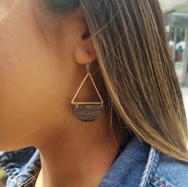 Half Moon Earrings in Walnut
