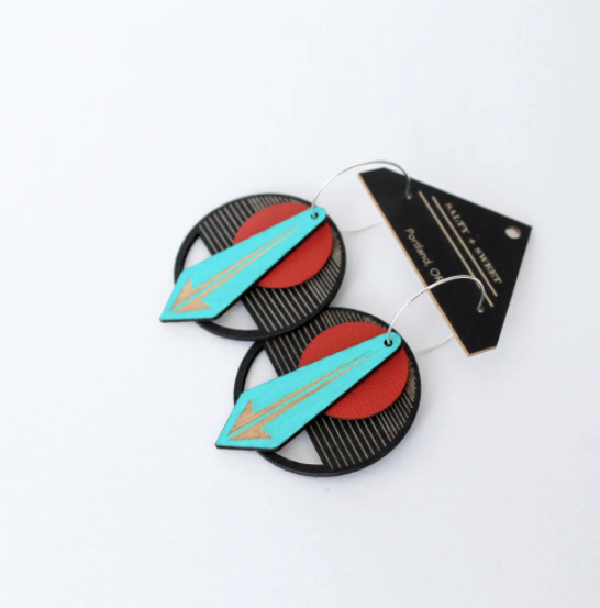 Arrow Earrings in Red on Black
