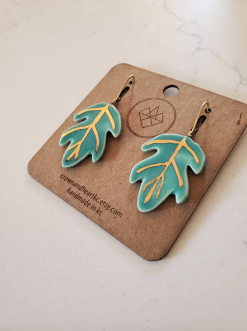 Palm Leaf Porcelain Earrings