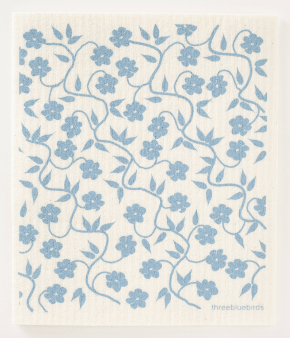Blue Vines Swedish Dishcloth