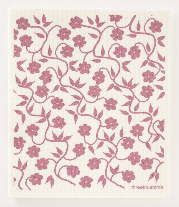 Plum Vines Swedish Dishcloth