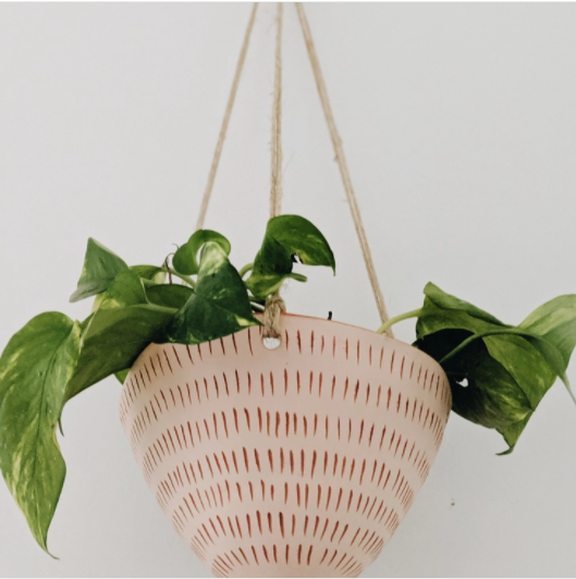 Dash Hanging Planter - Pink & Terracotta