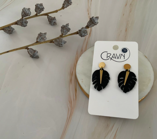 Small Monstera Earrings