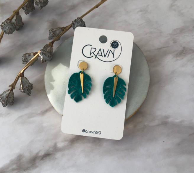 Small Monstera Earrings