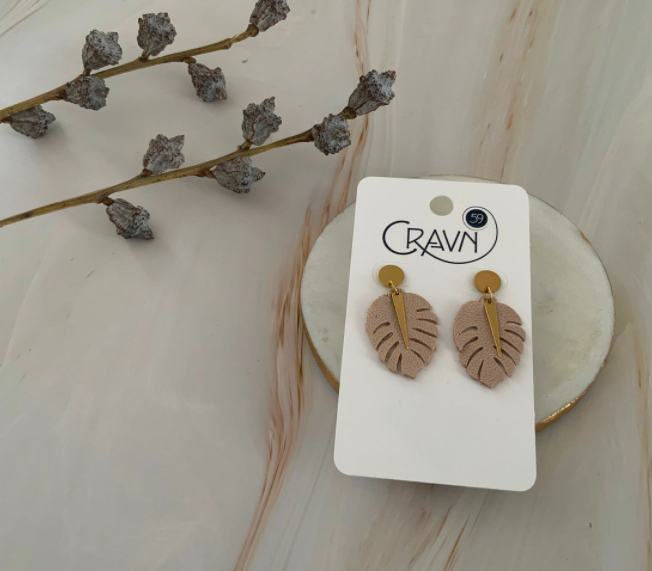 Small Monstera Earrings