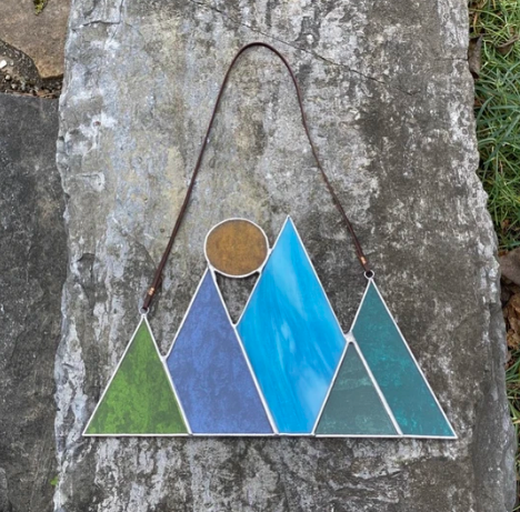 Stained Glass Sun & Mountains Sun Catcher