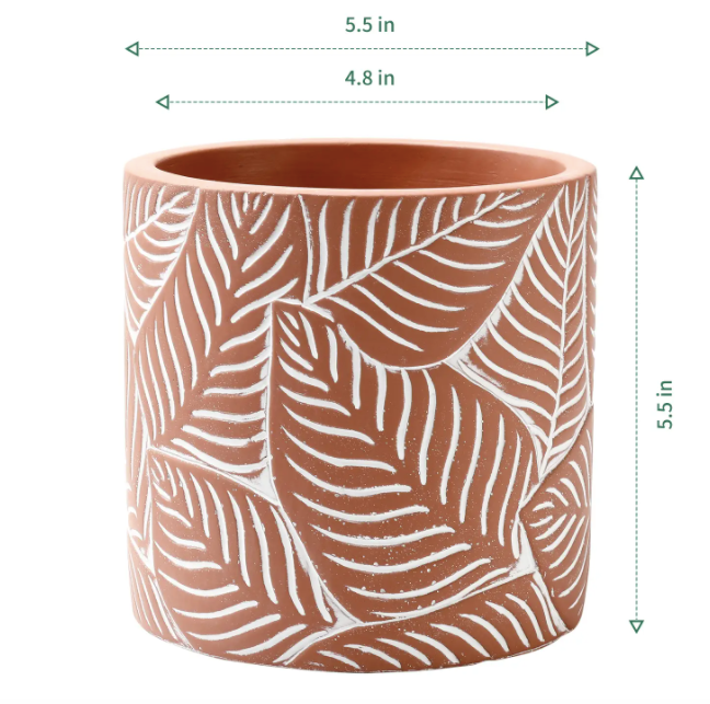 Terracotta Vintage Leaf Cement Pot
